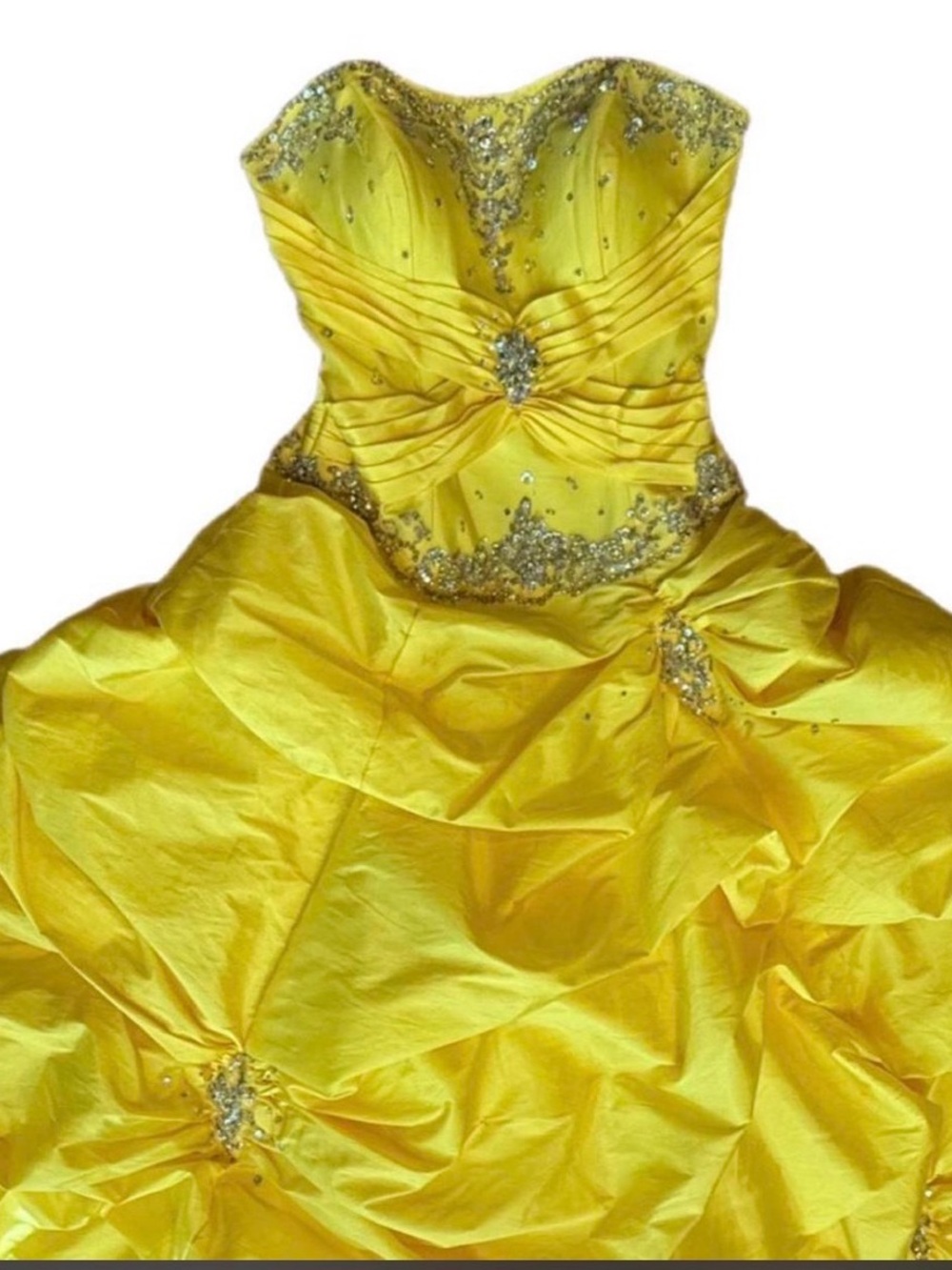 Strapless Yellow Ball Gown with Crystal Embellishment Prom Dress